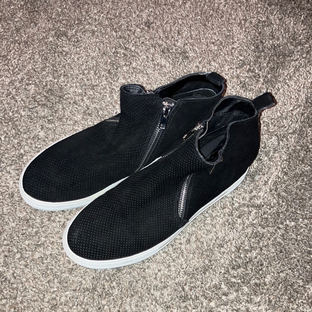 Steve Madden Black Textured Leather Upper High-Top Sneakers 8.5 M